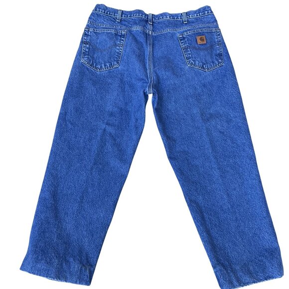 Carhartt VTG Mens 40x30 Relaxed Fit Brown Flannel Lined Jeans Heavy Duty Denim - Picture 3 of 13